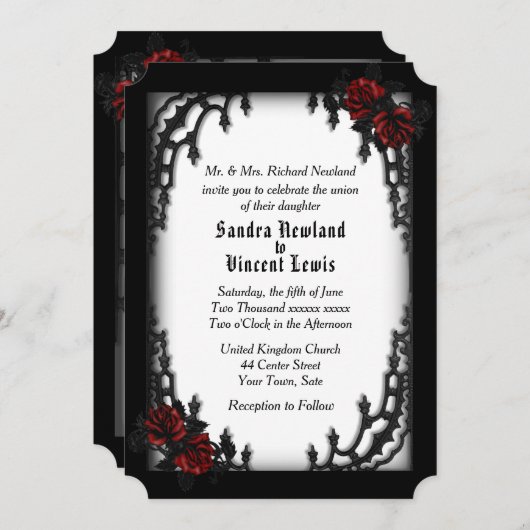 Frans Quarter Gothic Wedding Theme Kaart (Voorkant / Achterkant)