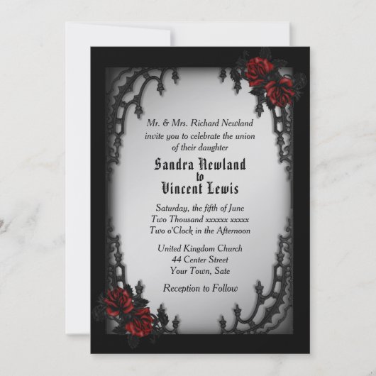 Frans Quarter Gothic Wedding Theme Kaart (Voorkant)