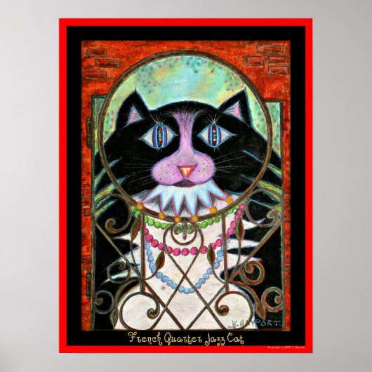 Frans Quarter Jazz Cat Poster (Voorkant)