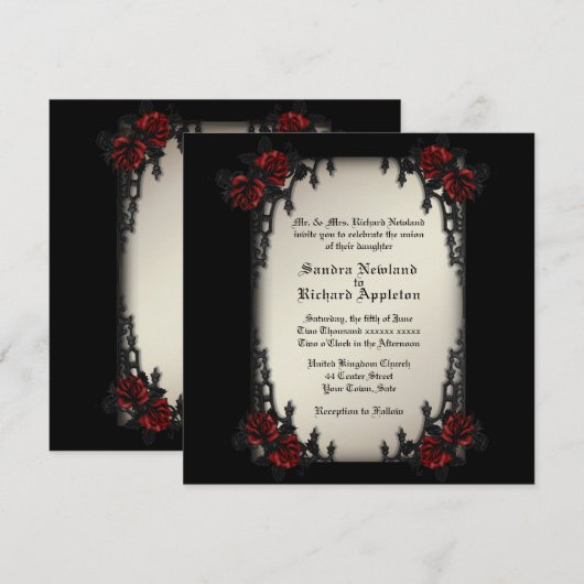 Frans Quarter Victoriaans/Gothic Theme Wedding Kaart (Voorkant / Achterkant)