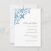 Frans Regency Blue Fleur de Lis Patroon Bruiloft Save The Date (Voorkant)