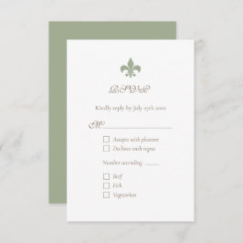 Frans Regency Green Fleur de Lis Chic RSVP Kaartje