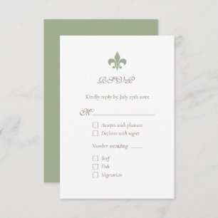Frans Regency Green Fleur de Lis Chic RSVP Kaartje