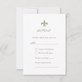 Frans Regency Green Fleur de Lis Design Wedding RSVP Kaartje (Voorkant)