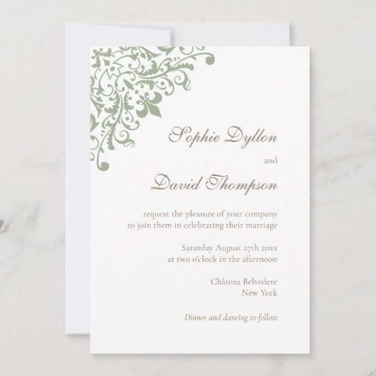 Frans Regency Green Fleur de Lis Pattern Kaart (Voorkant)