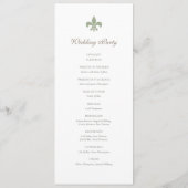 Frans Regency Green Fleur de Lis Pattern Wedding Programmakaart (Achterkant)
