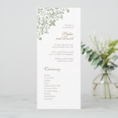 Frans Regency Green Fleur de Lis Pattern Wedding Programmakaart (Staand voorkant)