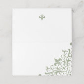 Frans Regency Green Fleur de Lis Wedding Plaatskaartje (Buitenkant ongevouwen)