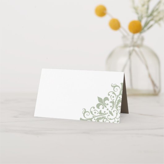 Frans Regency Green Fleur de Lis Wedding Plaatskaartje (Voorkant)