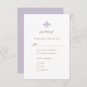 Frans Regency Paars Fleur de Lis Chic RSVP Kaartje
