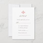 Frans Regency Pink Fleur de Lis Design Wedding RSVP Kaartje (Voorkant)
