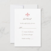Frans Regency Pink Fleur de Lis Elegant Wedding RSVP Kaartje (Voorkant)