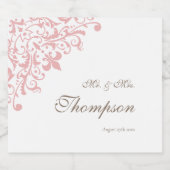 Frans Regency Pink Fleur de Lis Huwelijksreceptie Sparkling Wijnetiket (Enkel label)