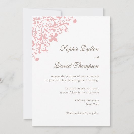 Frans Regency Pink Fleur de Lis Pattern Kaart (Voorkant)