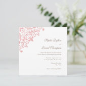 Frans Regency Pink Fleur de Lis Pattern Square Kaart (Staand voorkant)