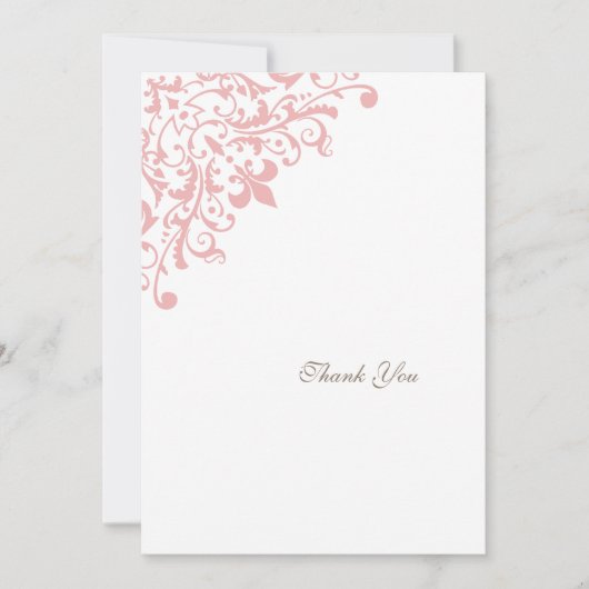 Frans Regency Pink Fleur de Lis Pattern Wedding Bedankkaart (Voorkant)