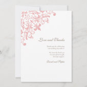 Frans Regency Pink Fleur de Lis Pattern Wedding Bedankkaart (Achterkant)