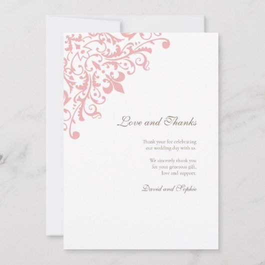 Frans Regency Pink Fleur de Lis Pattern Wedding Bedankkaart (Achterkant)