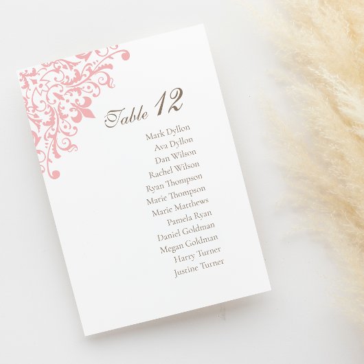 Frans Regency Pink Fleur de Lis Pattern Wedding Kaart