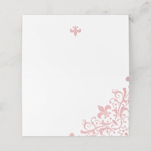 Frans Regency Pink Fleur de Lis Wedding Plaatskaartje (Buitenkant ongevouwen)