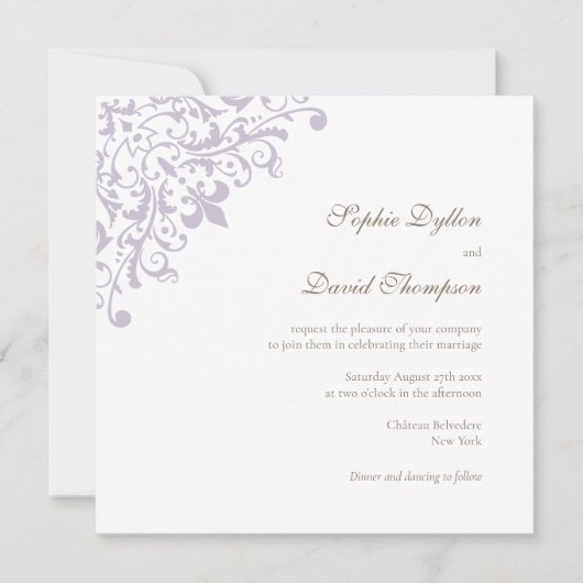 Frans Regent Paars Fleur de Lis Pattern Square Kaart (Voorkant)