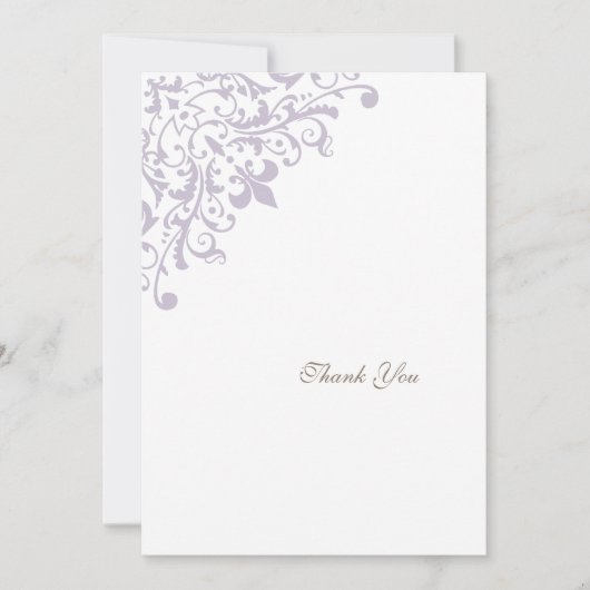Frans Regent Paars Fleur de Lis Pattern Wedding Bedankkaart (Voorkant)