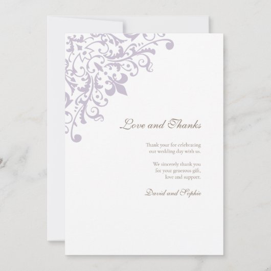 Frans Regent Paars Fleur de Lis Pattern Wedding Bedankkaart (Achterkant)