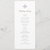Frans Regent Paars Fleur de Lis Pattern Wedding Programmakaart (Achterkant)