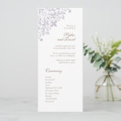 Frans Regent Paars Fleur de Lis Pattern Wedding Programmakaart (Staand voorkant)