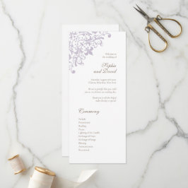 Frans Regent Paars Fleur de Lis Pattern Wedding Programmakaart