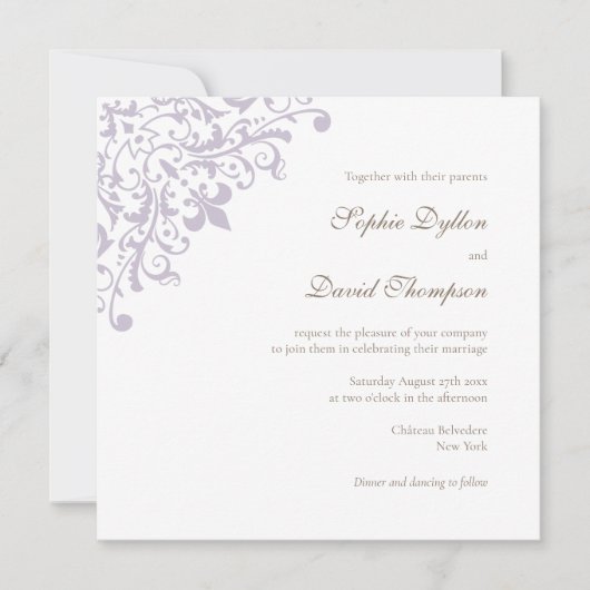 Frans Regent Paars Fleur de Lis Square Kaart (Voorkant)