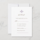 Frans Regent Paarse Fleur de Lis Design Wedding RSVP Kaartje (Voorkant)