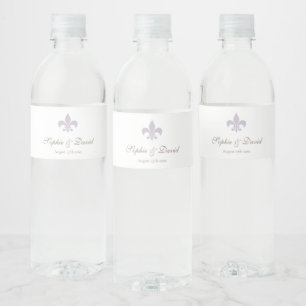 Frans Regent Paarse Fleur de Lis Wedding Waterfles Etiket