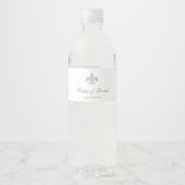 Frans Regent Paarse Fleur de Lis Wedding Waterfles Etiket (Voorkant)