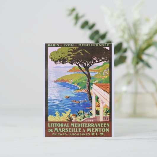  Frans reisbureau Cote d'Azur en Poster Briefkaart (Staand voorkant)