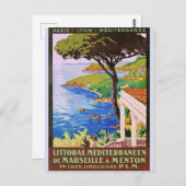  Frans reisbureau Cote d'Azur en Poster Briefkaart (Voorkant / Achterkant)