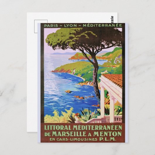  Frans reisbureau Cote d'Azur en Poster Briefkaart (Voorkant / Achterkant)