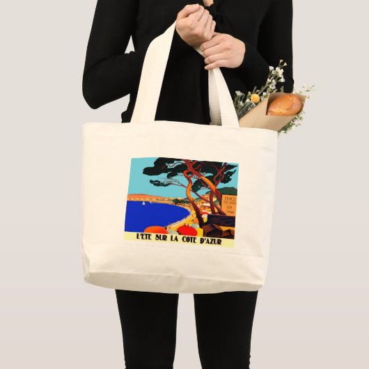  Frans reisbureau Cote D'Azur Grote Tote Bag (Voorkant (product))