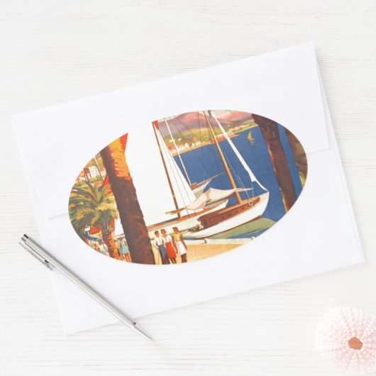  Frans reisbureau Cote D'Azur Ovale Sticker (Envelop)