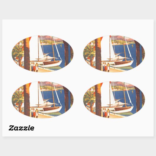  Frans reisbureau Cote D'Azur Ovale Sticker (Vel)