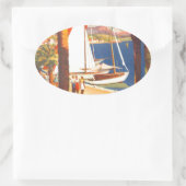  Frans reisbureau Cote D'Azur Ovale Sticker (Tas)