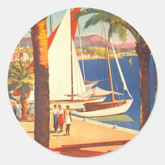  Frans reisbureau Cote D'Azur Ronde Sticker (Voorkant)