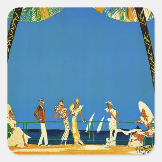  Frans reisbureau Cote D'Azur Vierkante Sticker (Voorkant)