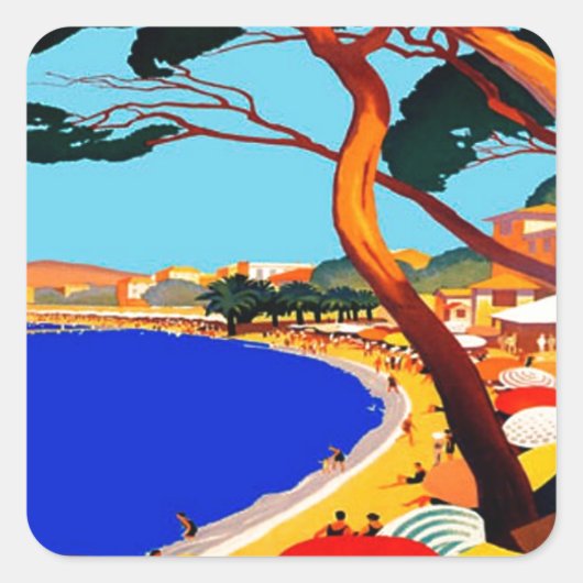  Frans reisbureau Cote D'Azur Vierkante Sticker (Voorkant)