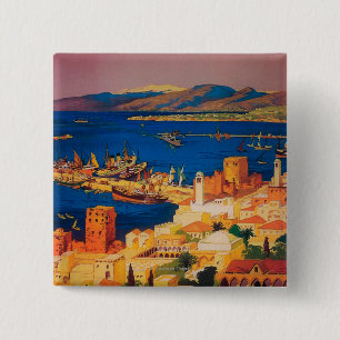 Frans reisposter, Toerisme in Syrië Vierkante Button 5,1 Cm