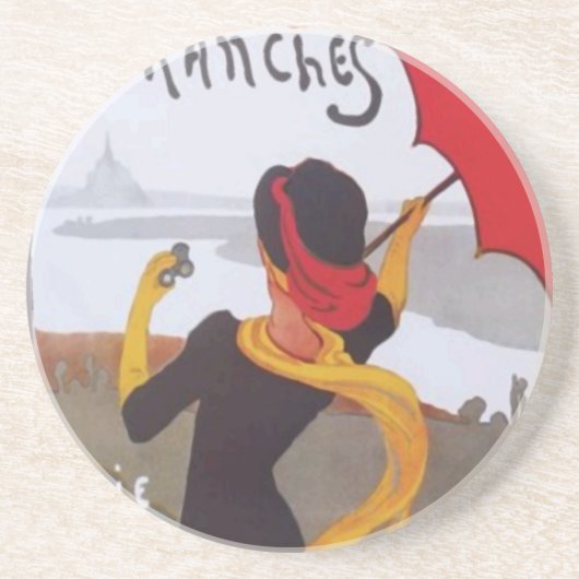  Frans reisvisum 1910 Zandsteen Onderzetter (Voorkant)