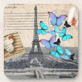  Frans Reizen Vlinder Paris Eiffeltoren Bier Onderzetter (Voorkant)