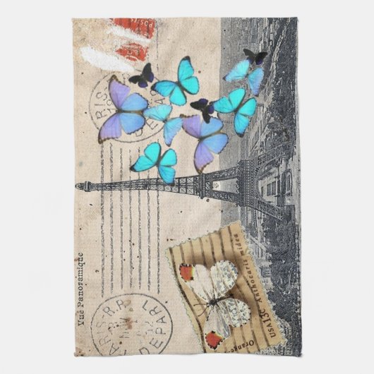  Frans Reizen Vlinder Paris Eiffeltoren Theedoek (Verticaal)