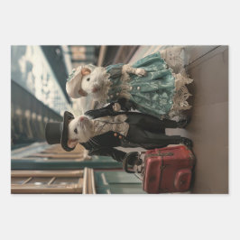  Frans Reizende Muizen Decoupage Inpakpapier Vel