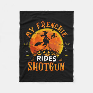 Frans Rides Shotgun Franse Bulldog Lover Hallow Fleece Deken